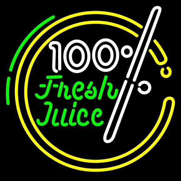 100 Percent Fresh Juice Neon Sign